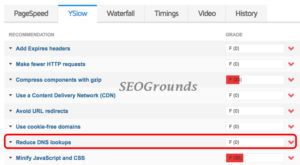 GTMetrix Reduce DNS Lookups